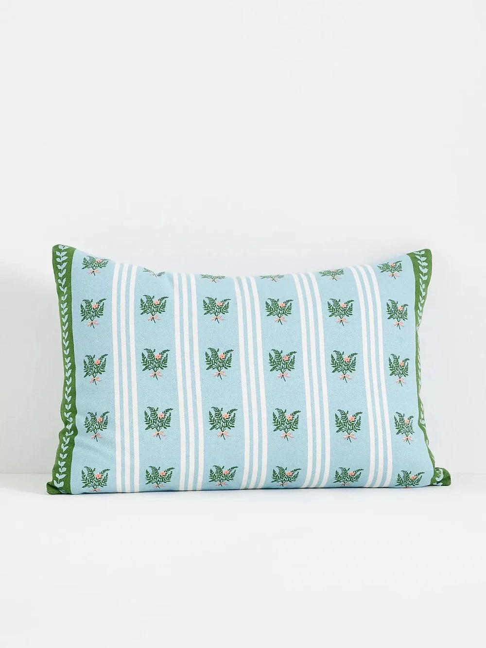 Anthropologie Tess Cotton Screen Printed Floral Striped Pillow